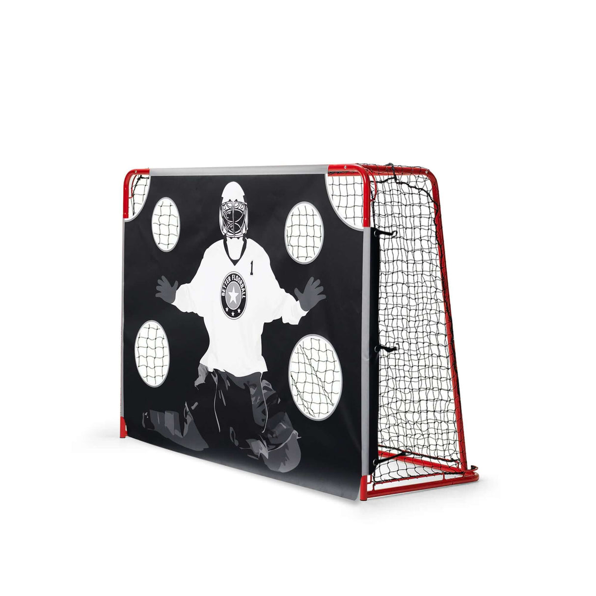 Målvaktsduk för innebandyträningsmål, designad för realistisk träning med målskillnader.